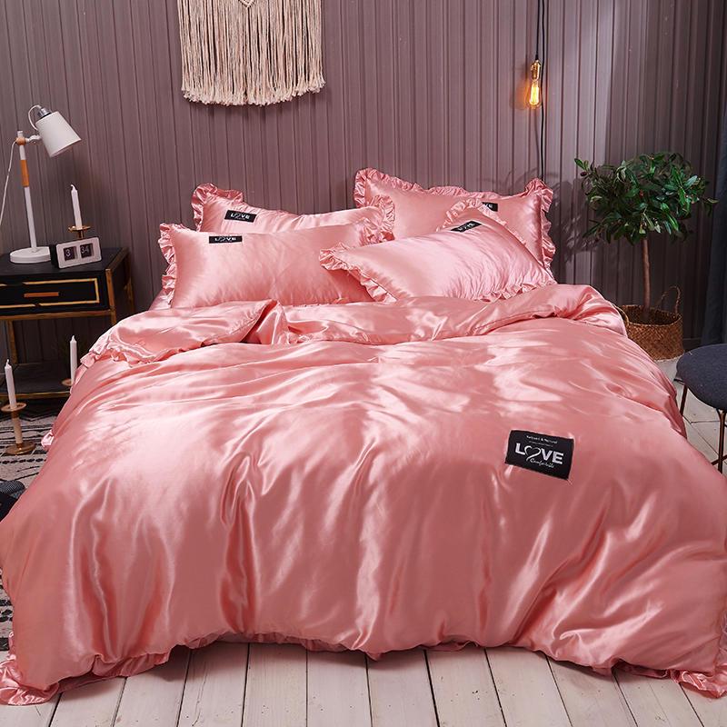 Luxury Royal 4pcs Satin Silk Duvet Cover Bedding Set Twin Full Queen Size King