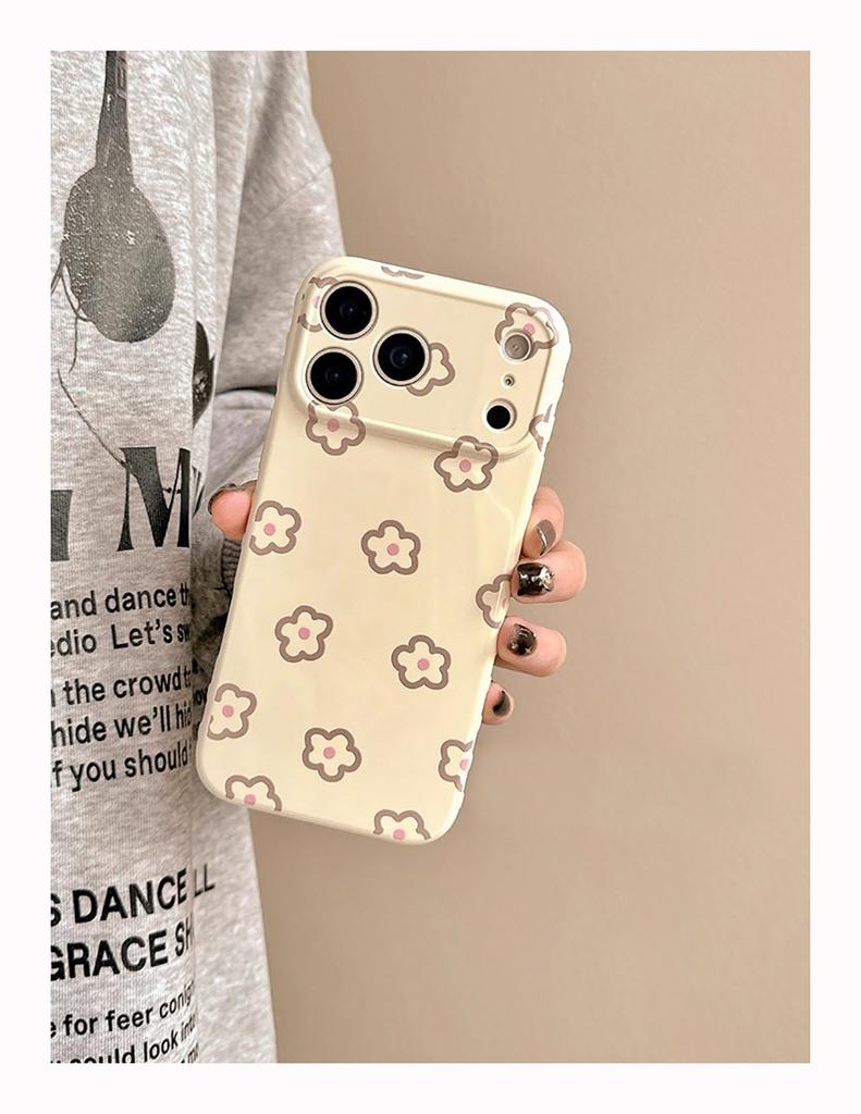 INS Korean Lovely Flowers Cute Star Soft Pink Phone Case for IPhone 13 14 16 15 17 Pro Max Shockproof Protective Back Cover Case