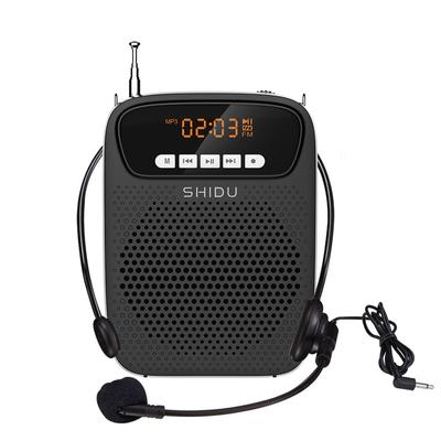 SHIDU 15W uppladdningsbar bärbar Bluetooth-röstförstärkare för lärare Trådbunden mikrofon FM-radio AUX ljudinspelningshögtalare S278