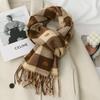Women'S Autumn And Winter Heart-Patterned Scarf Plaid Comfortable Scarf Thick Warm Large Blanket Shawl Scarf Pashmina