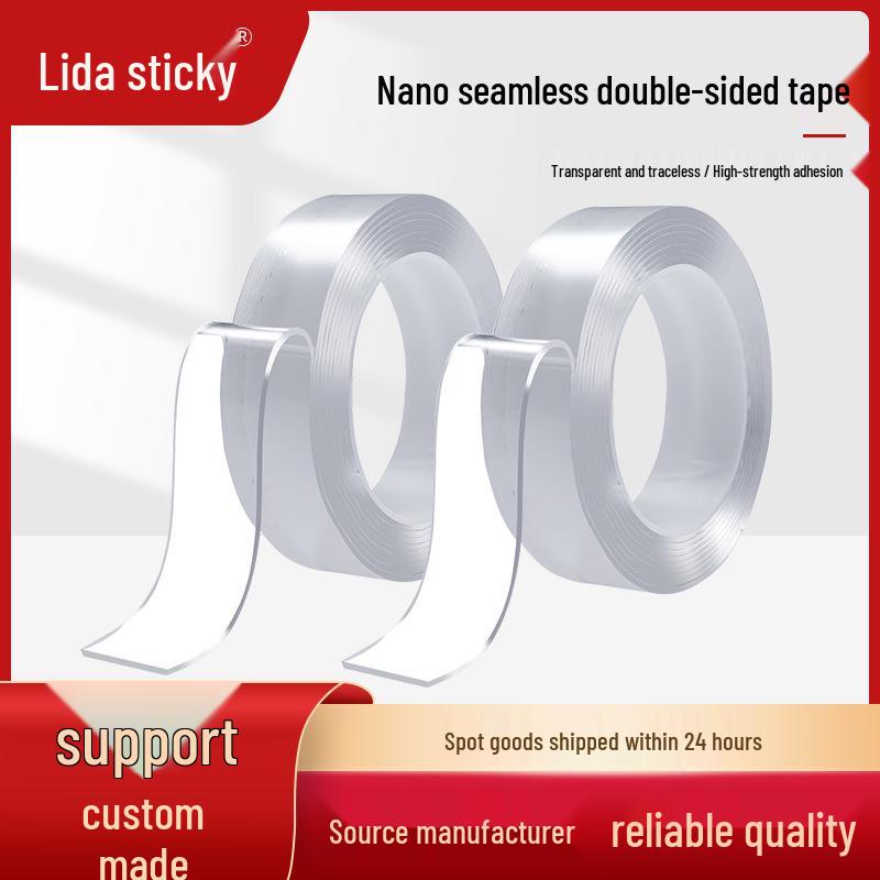 

Nano Transparent Traceless Double-Sided Tape - High-Adhesion, No Residue, Waterproof Acrylic Hook Adhesive 0.5mm thick; 10mm x 1m
