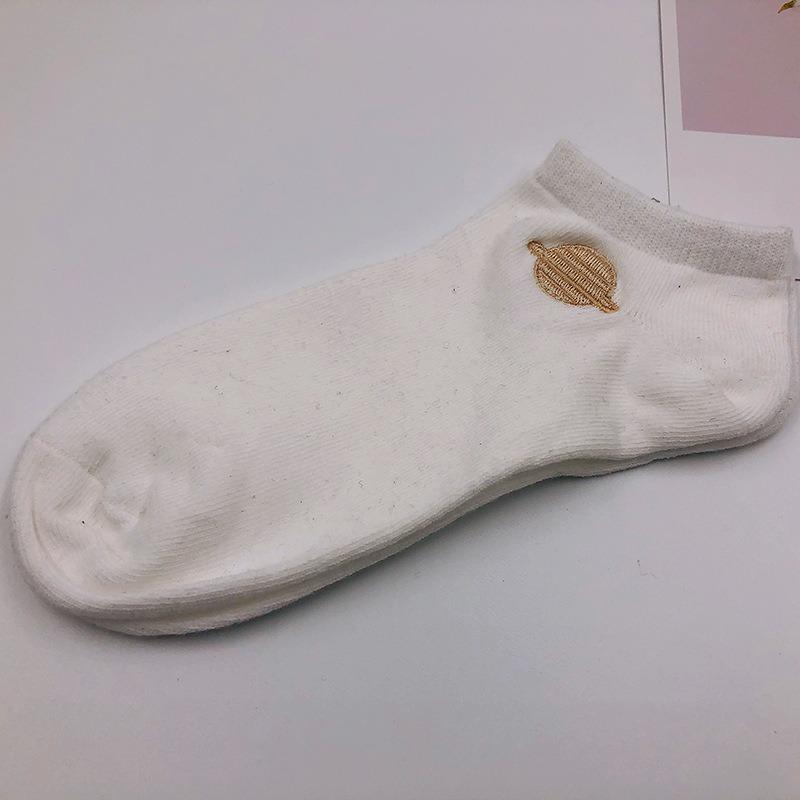 5 Pairs of New Female Spring and Summer Embroidery Cotton Creative Interesting Short Tube Socks