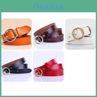 Fashionable Vintage Women's Leather Belt Made Of Genuine Cowhide With Round Buckle For Stylish Outfits And Everyday Wear