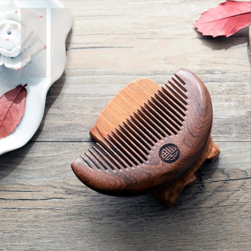 Natural Small Comb Natural Wood Structure Fine Tooth Hair Comb Anti-Static Head Acupuncture Point Massage Gift