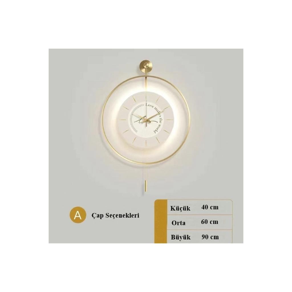 Xxl (big Size) Timelles Love Gold Led Wall Clock Series, Modern Metal Wall Clock