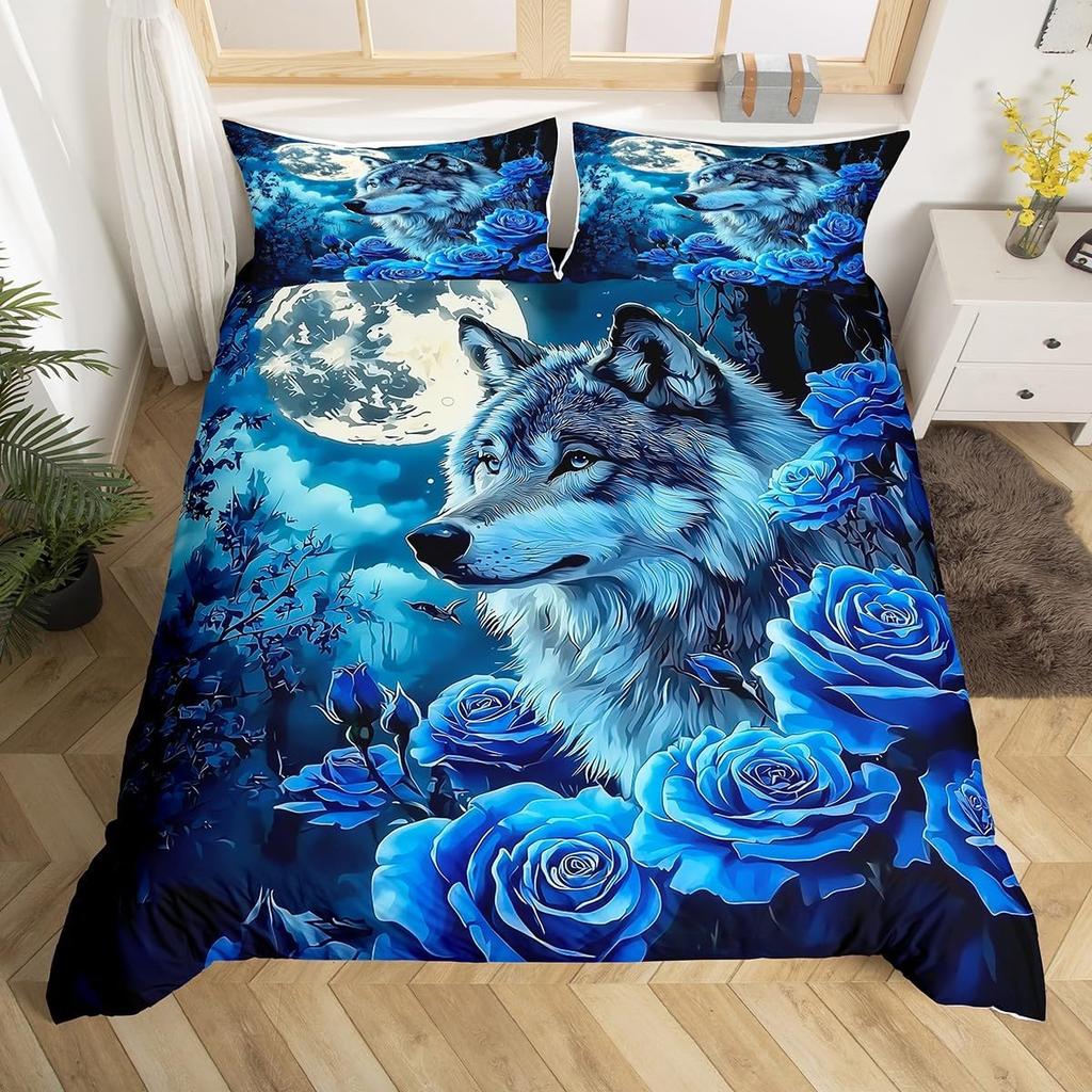 Wolf Duvet Cover Twin Queen 2/3Pcs Wild Animal Wolves Bedding Set For Boys Girls Teens Microfiber Snow Mountain Comforter Cover