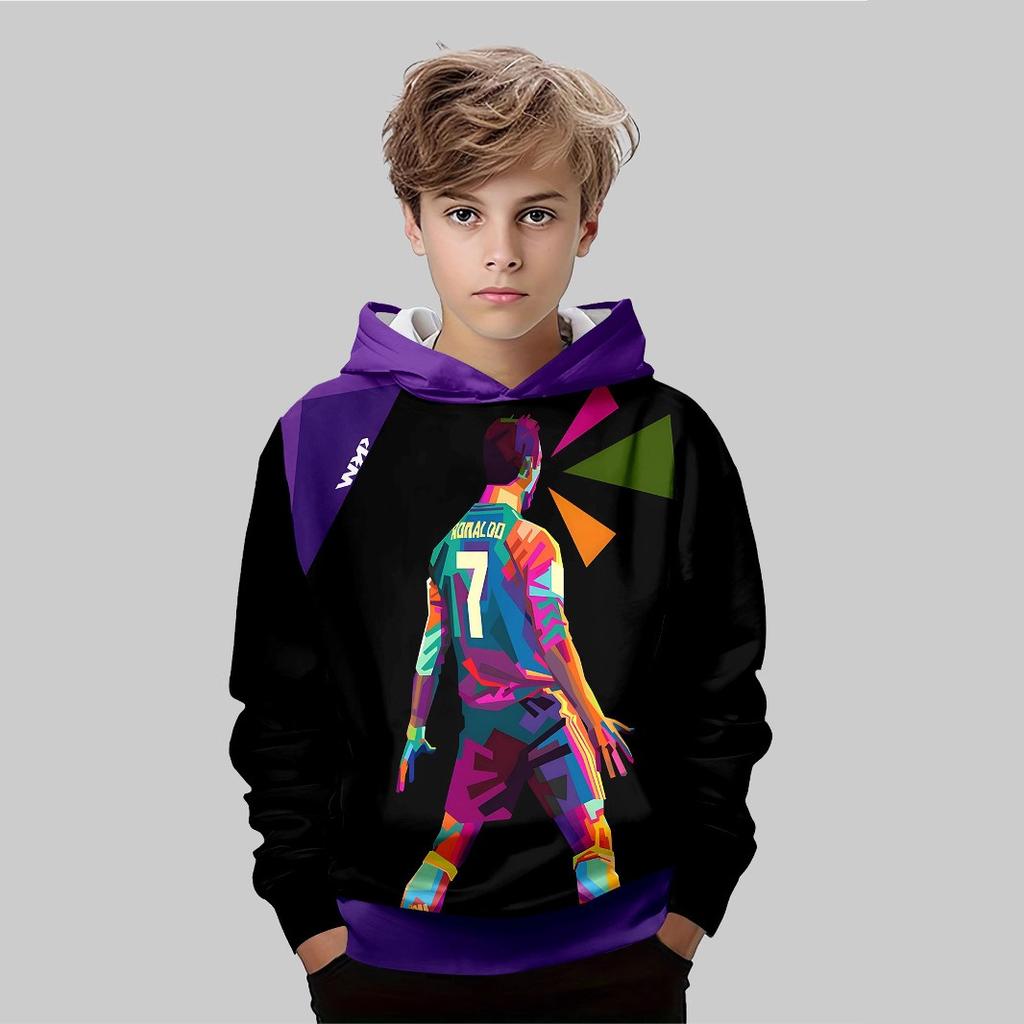 Autumn 3D Sports Themed Graphic Printed Hoodies Fashionable Casual Sports Long Sleeved Children's Boy Hooded Sweatshirts