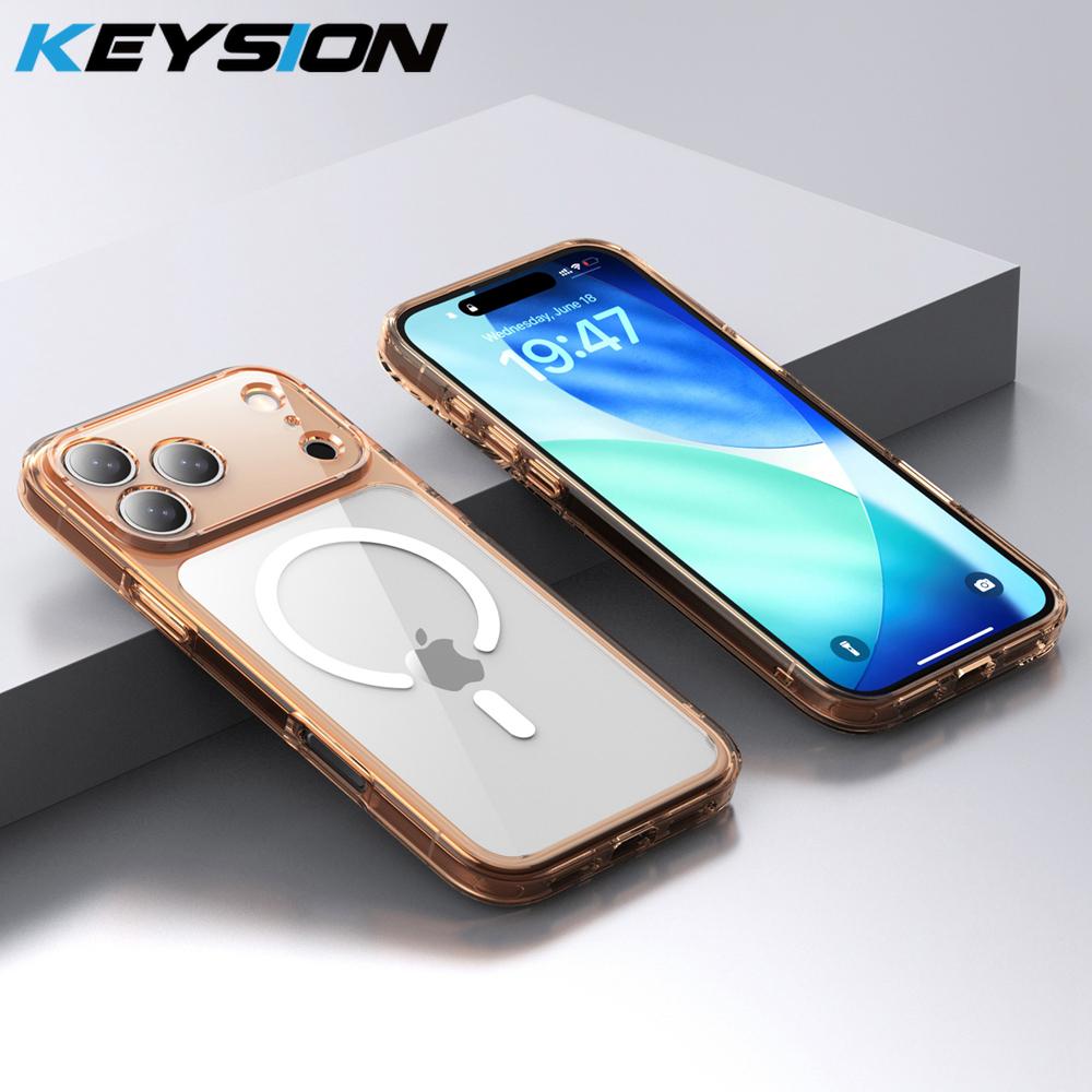 KEYSION Shockproof Transparent Case for MagSafe for iPhone 17 Pro Max Clear TPU+PC Magnetic Wireless Charging Phone Back Cover