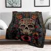Day of the Dead Sugar Skull Art PrintBlanket Flannel Throw Blanket for Sofa, Bed, Travel, Camping, Office, Couch, Chair, And Bed Gift for Ch
