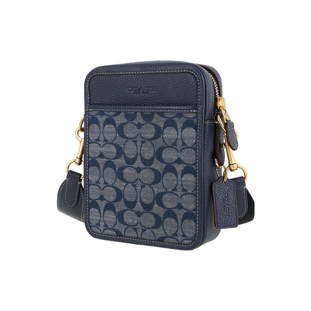 Coach Sullivan Jacquard Fabric Cow Leather Crossbody Bag , Shoulder Bag Small Men's Denim (Unisex) Crossbody Bags CG996 B4DE