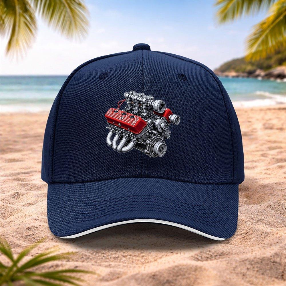 Red Engine Baseball Cap Unisex for Weddings Festivals Cycling Camping Photography Multiple Colors