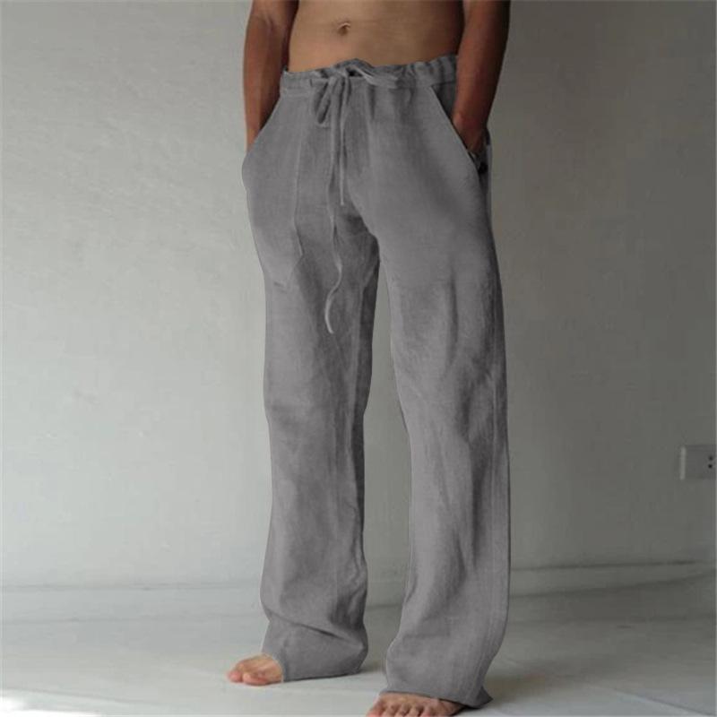2022 Hot-Selling Men's Casual Linen Solid Color Thin Long Pants