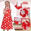 Girls Red Leaf Print Dress for Summer Halloween Christmas Costume Play
