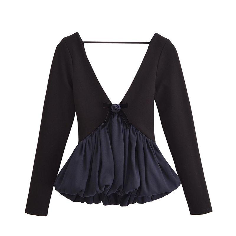 Kaslead New Arrival Women's Clothing Fashion Style Flower Decoration Puffy Hem Tops 1014806