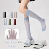 Comfortable Solid Color Knee High Stockings Ultra-Thin Jk Ruffle Two Toe Socks Breathable Mesh Calf Long Socks Streetwear