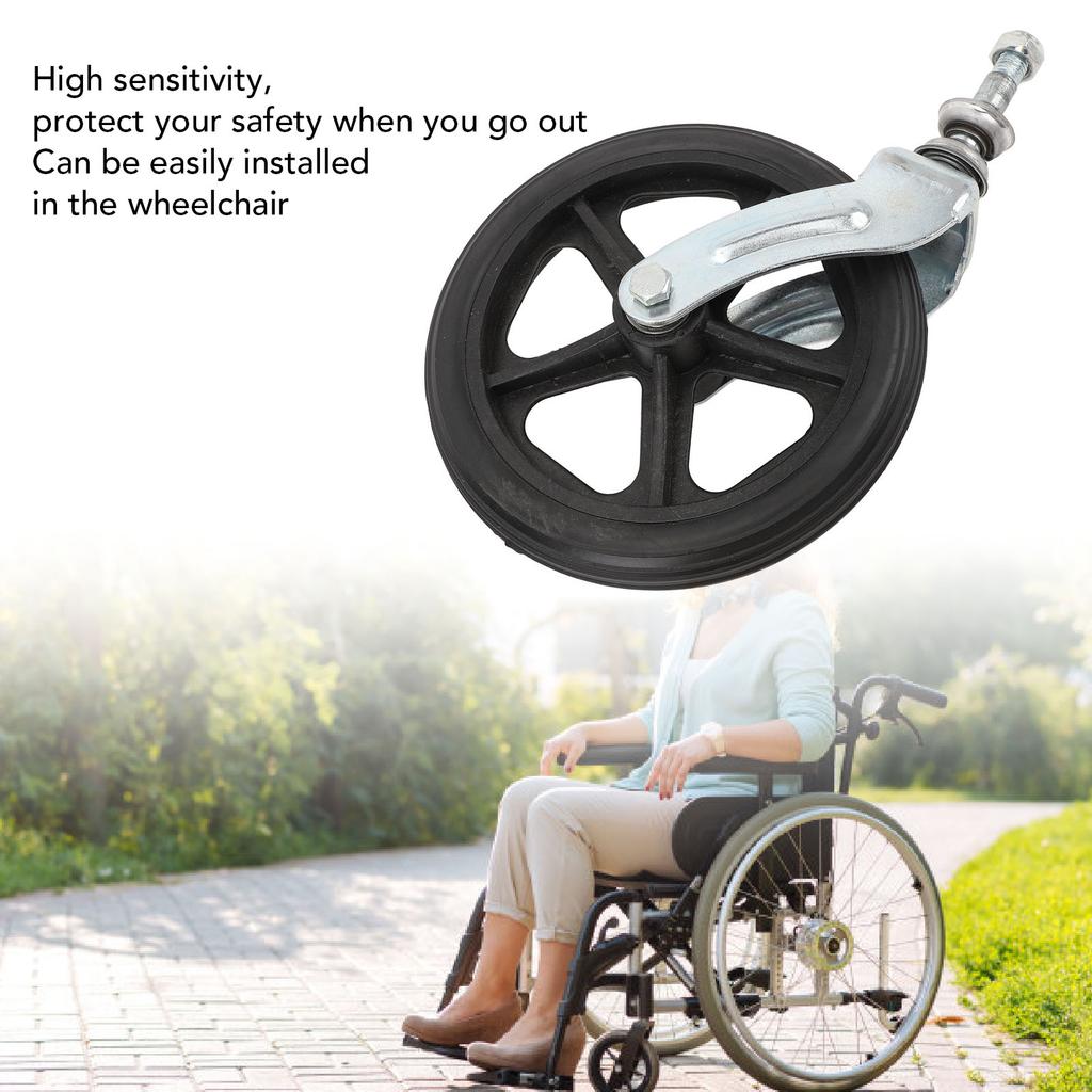 6 Inch Wheelchair Front Wheels with Front Fork Drive Steel Bearing Wheel Front Fork for Wheelchair Replacement Parts