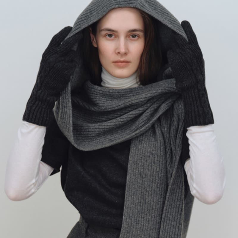 MOHAN TFW LAMBS WOOL CABLE GLOVES_3COLORS