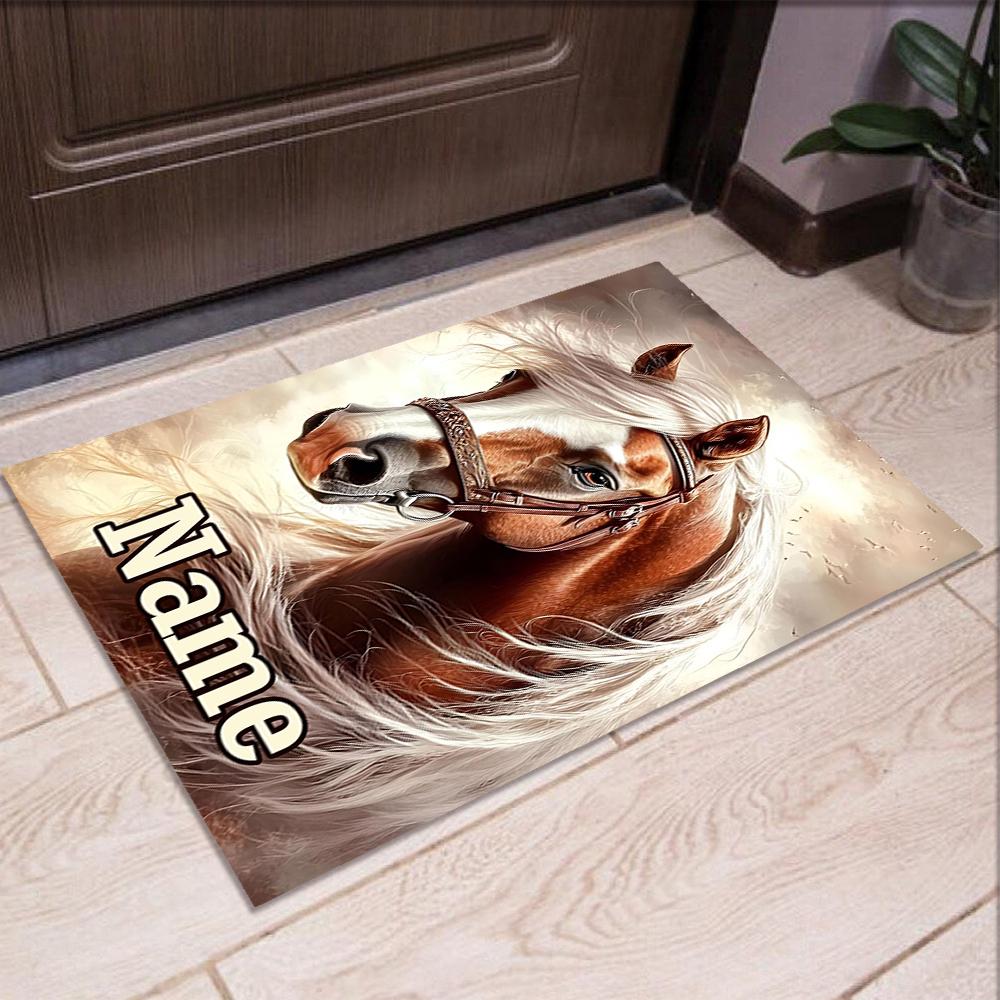 Custom Name Horse Printed Carpet,Rug for Office Chair Living Room Bedroom Kitchen Room Decor Gifts.