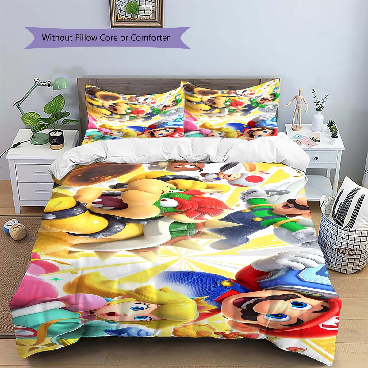 

Mario Retro Logo Duvet Cover & Pillowcases, Mario Fan Bedroom Bedding, Ideal Gift.chl 135x200cm