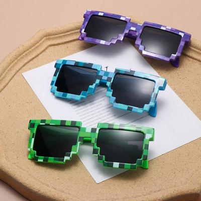 Ochelari de soare pixelați la modă Ochelari Creeper Ochelari amuzanți mozaic pentru băieți fete Ochelari la modă