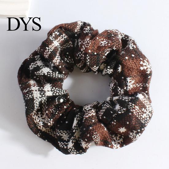 Knitted Elastic Hair Ties 2Pcs Christmas Plaid Scrunchies with Snowflake Patterns for Women Girls, Soft Versatile Bands Holiday Hairstyles,