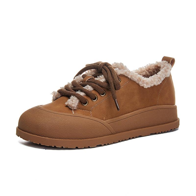 New velvet small leather shoes 2025 winter casual flat-soled cotton shoes retro versatile women's shoes thick-soled heightening single shoes women