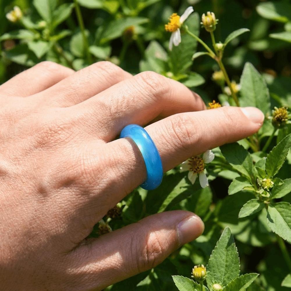 Obsidian Stone Crystal Stone Band Rings Natural Crystal Jewelry Finger Ring Minimalist Ring Women
