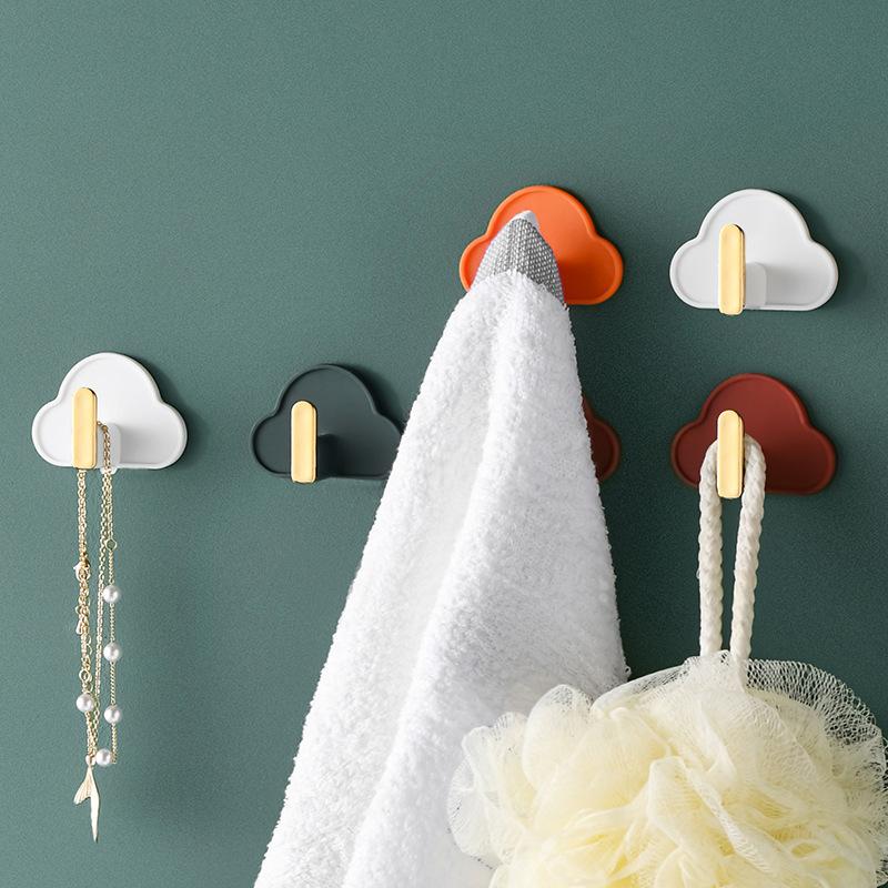 1PC Cloud L-shaped Hook Wall Non-punching Non-marking Adhesive Hook Kitchen Bathroom Bag Key Creative Hook