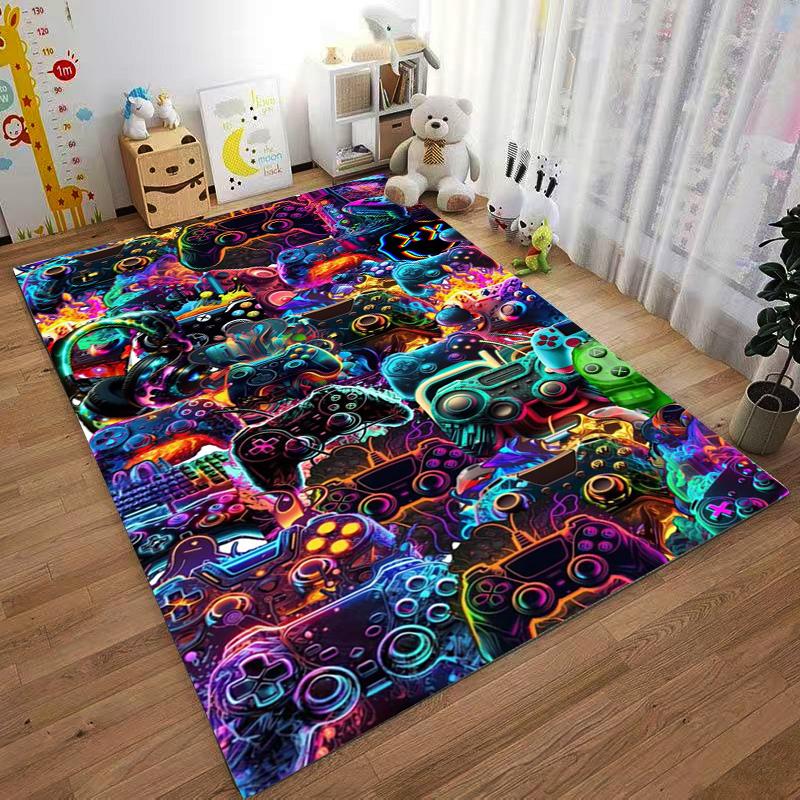 Colorful Gaming Controller Pattern Carpet for Bedroom and Living Room Decor Suitable for Use As an Anti-slip for Living Room Bedroom Sofas
