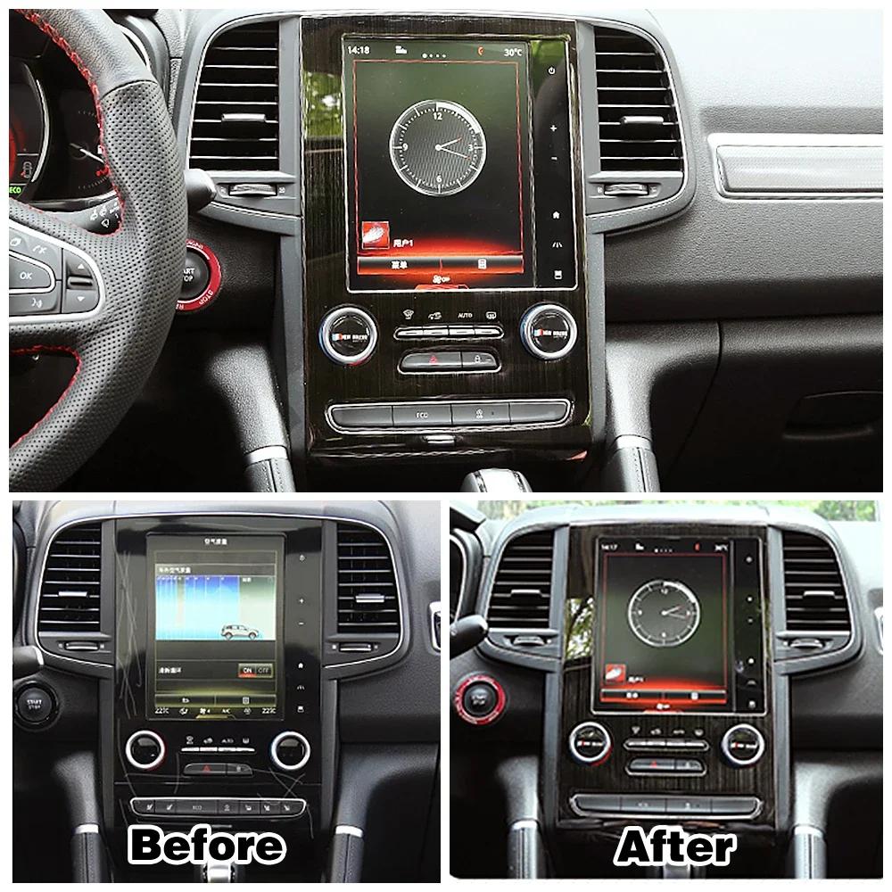 For Renault Koleos 2017-2020 Car Interior Decoration Stainless Steel Protection Frame Cover Trim Black Color For Samsung QM6