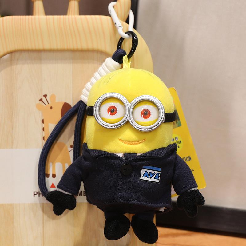 Cute Minions Plush Doll Pendant Kawaii Cartoon Anime Despicable Me Agent Bob Kevin Dave Keychain Backpack Pendant Toy Gift