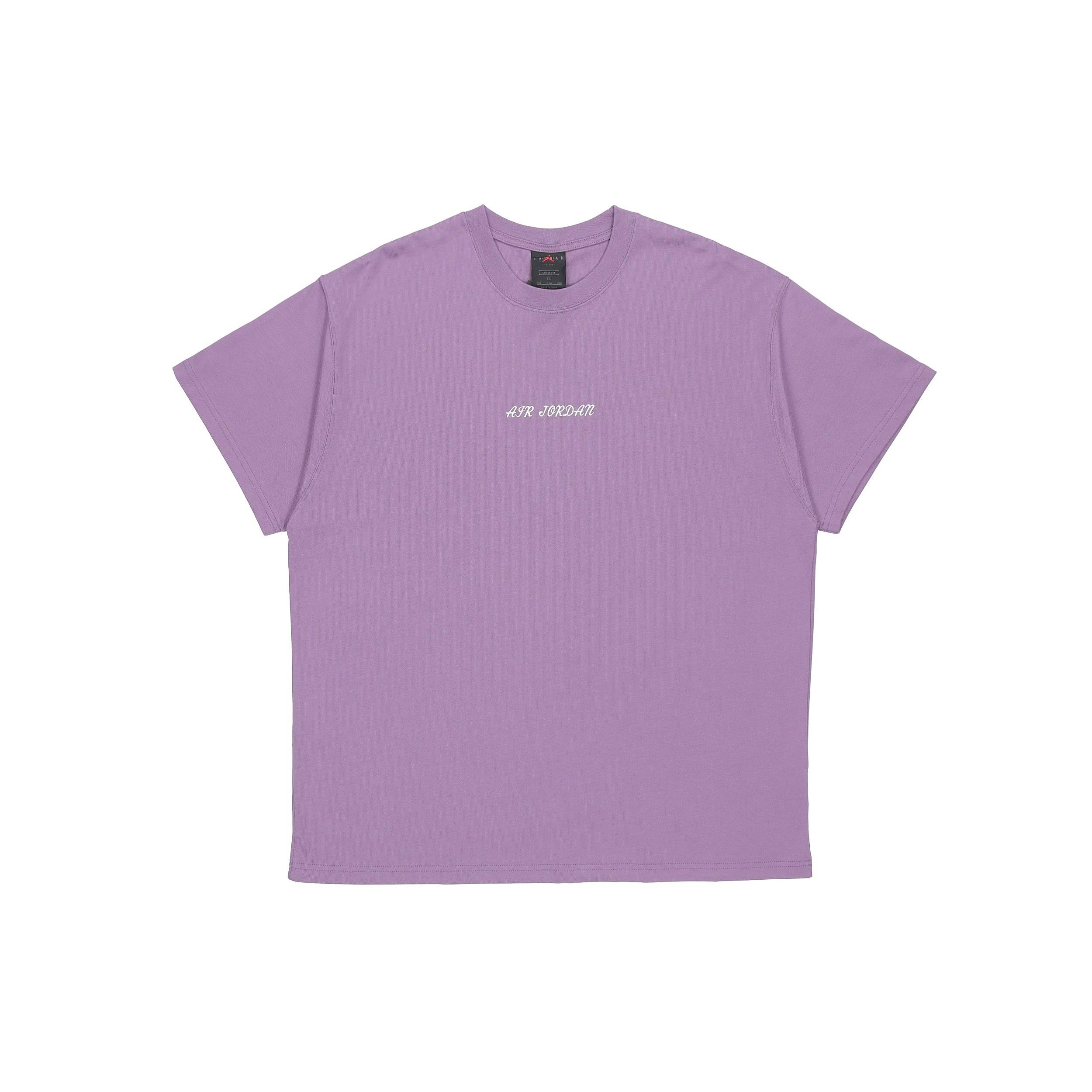 Air Jordan Large Logo Sports Round Neck Short Sleeve Gray Purple Men s DQ4960-574 XXXL