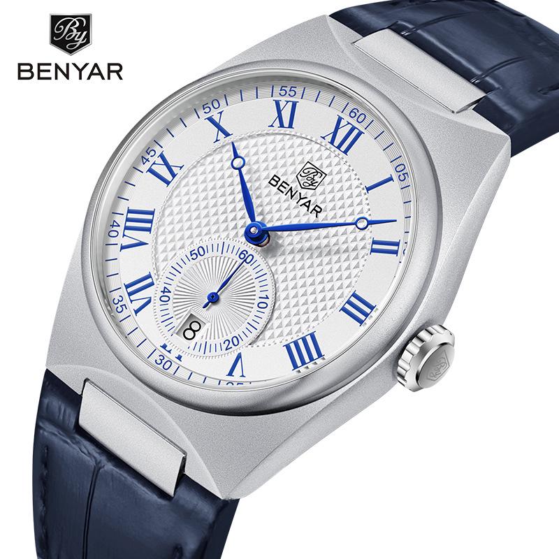 Benyar Men's Quartz Fashion Business Waterproof Wristwatch with Calendar - Model 5199