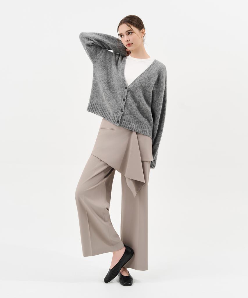 Laneonkyulleoseu Layered Wrap Skirt Pants Set_Ash Beige