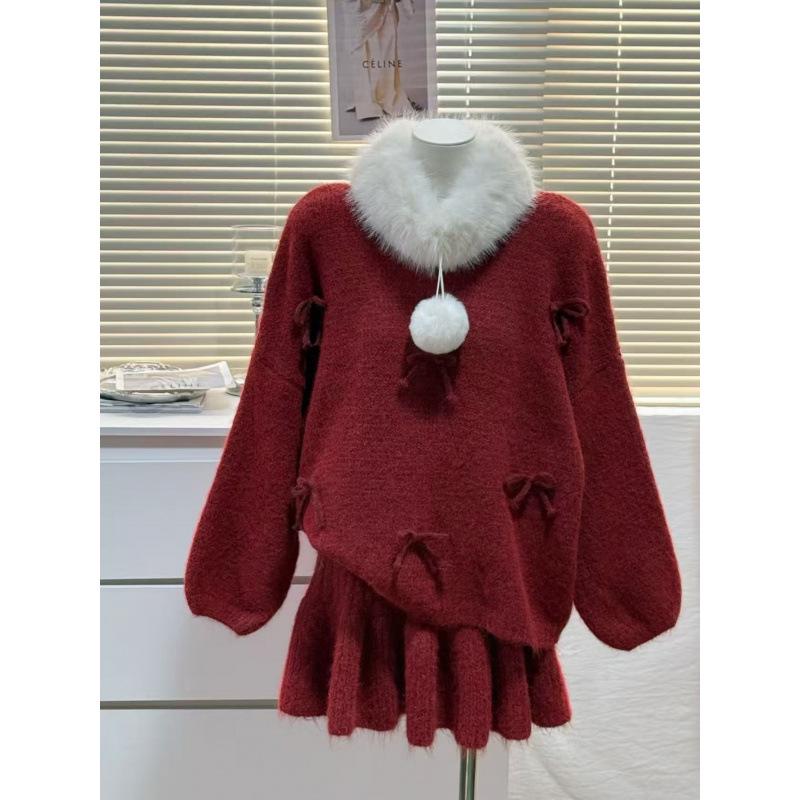 

Maternity Autumn/Winter Wool Top, Skirt & Scarf Set – Cozy Loose Fit for Chinese New Year & Christmas XL