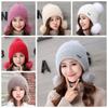 Thickened Fur Pompom Beanies Hat Ear Protection Pullover Hat Fashion Warm Knitted Hat Women