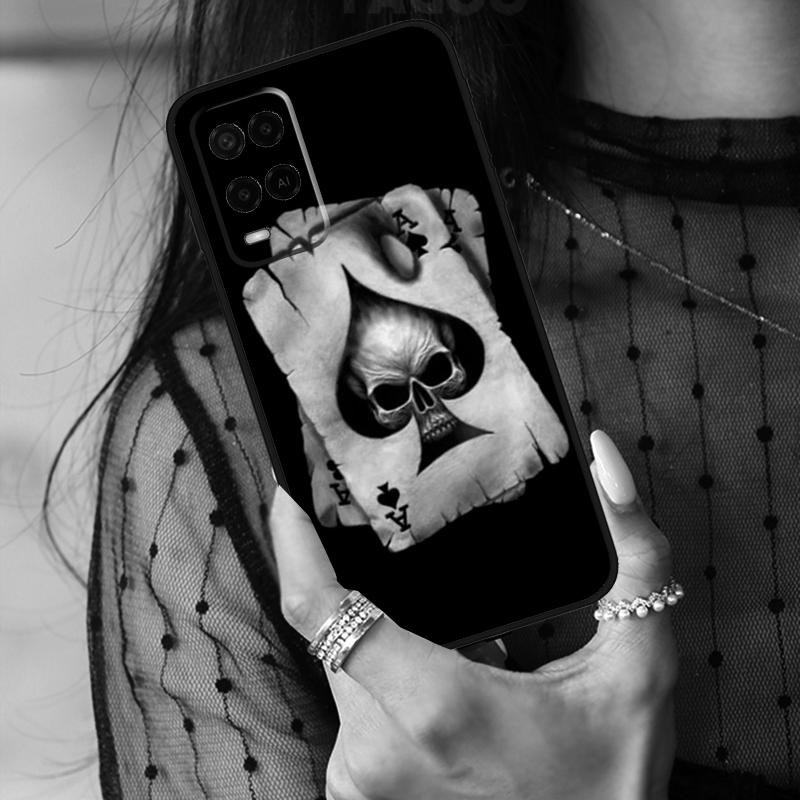 Ace of Spades Poker Case For Oppo A16 A76 A96 A17 A18 A60 A80 A40 A38 A58 A78 A98 A94 A74 A54 A15 A57 A77 A5 Pro