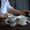 Kreatívne smaltované farebné hrnčeky na kávu Ručne vyrábané keramické šálky Porcelánová šálka na čaj vysokej kvality s krytom a filtrom Čajový obrad