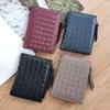 Lambskin Woven Short Wallet with ID and Coin Pockets