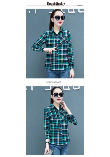 Korean Style Plaid Loose Long Sleeve Shirt for Women (Plus Size, Casual, Thin Jacket) - 2026 Spring/Autumn Collection