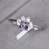 Cute Silver Color Cat Claw Zircon Ring Ladies Adjustable Ring for Ladies Party Birthday Female Rings with Colorful Love Cz