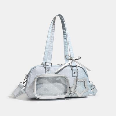 Cute Polka Dot Ita Bag for Women, Y2K Star Bow Shoulder Crossbody Bag, Kawaii Transparent Display Handbag