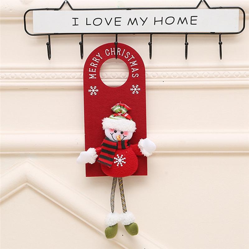 3pcs Christmas Door Knob Ornaments Festive Hanging Decorations Snowman Santa Claus Elk Ornaments for Home Party Xmas Tree Decor