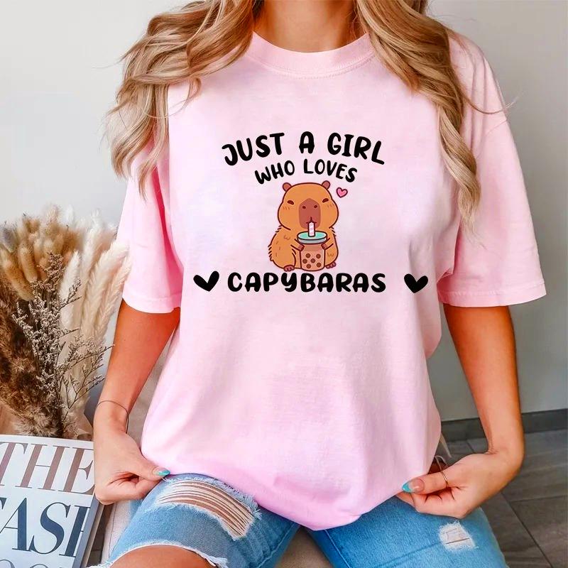 

Capybara Streetwear Fashion Women TShirts Harajuku Kawaii Summer Clothes Short Sleeve Summer Tees Casual FeUnisex Tops ONeck S