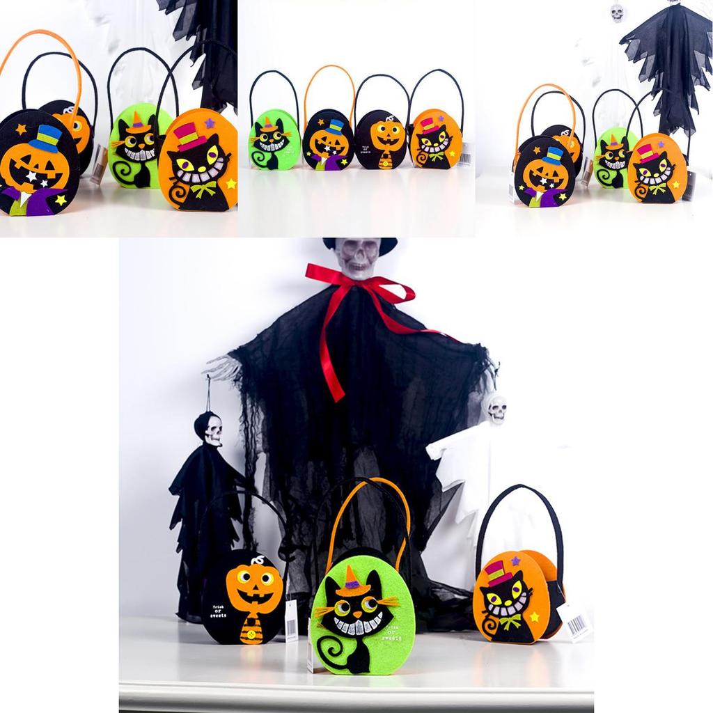 Colorful Felt Halloween Candy Bag For Trick Or Treat Fun With Pumpkin Design