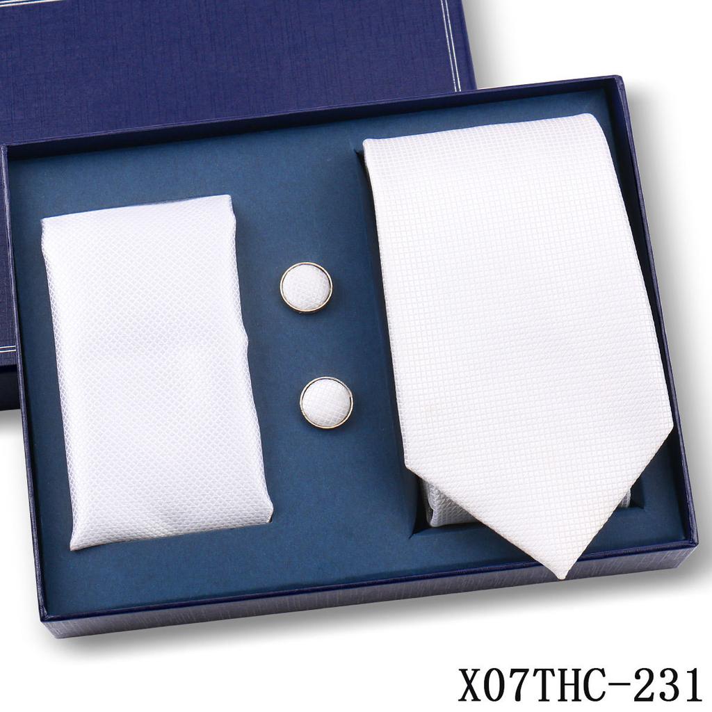 Tie Square Cufflinks 3-Piece Suit Retro Striped Hand Tie High-End Gift Box Set