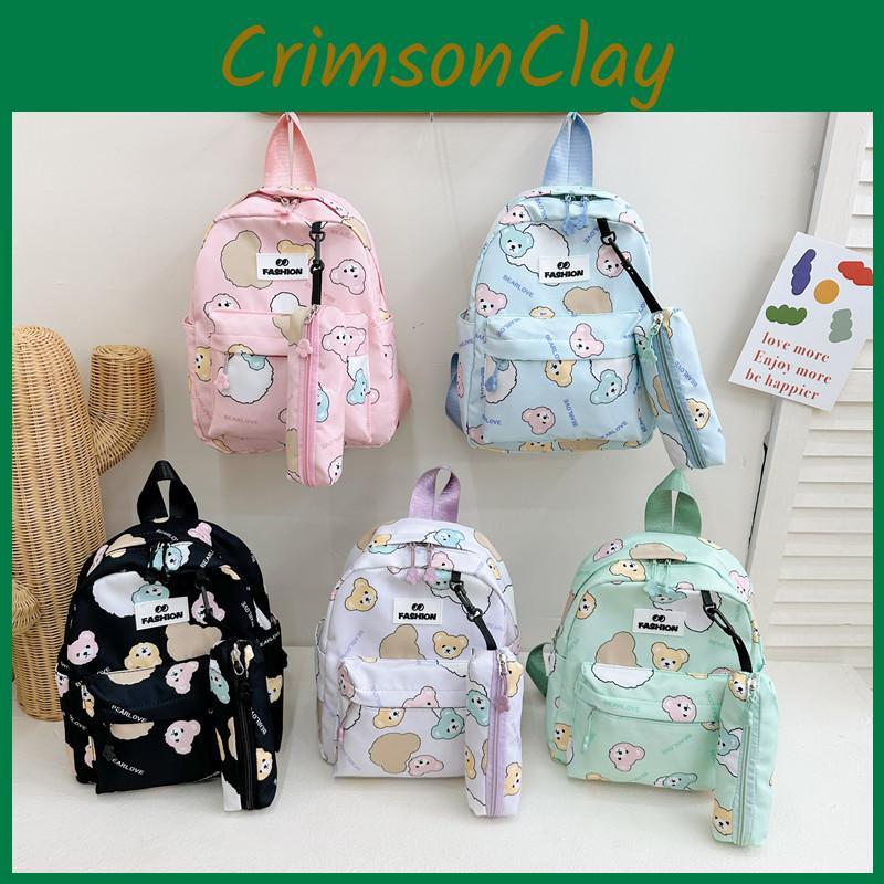 Polyester Bear Cartoon Kids Backpack With Lightweight Design For School