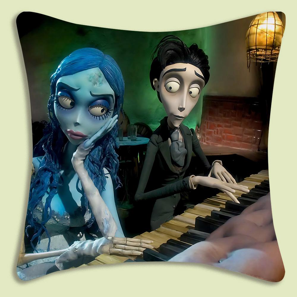 C-Corpse Bride Cartoon Anime Pillow Covers Cartoon Sofa Decorative Home Double-Sided Printing Short Plush Cute Cushion Cover