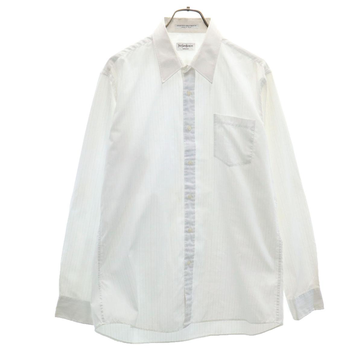 

YVES SAINT LAURENT 90-е Старая рубашка в полоску с длинным рукавом 161/2 белая Мужская Б/У