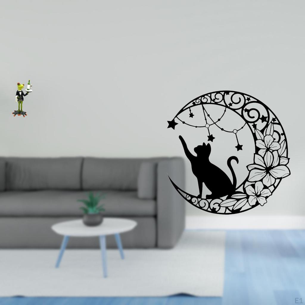 Frog Cat Sculpture Unique Animal Figurine Metal Wall Art Creative Tabletop Ornament for Fireplace